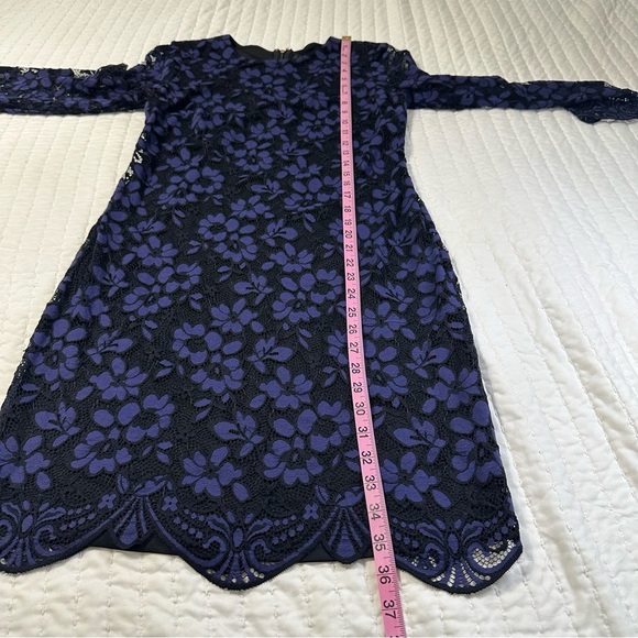 DKNY Elegant Floral Lace Long Sleeve Dress in Purple - Picture 5 of 15